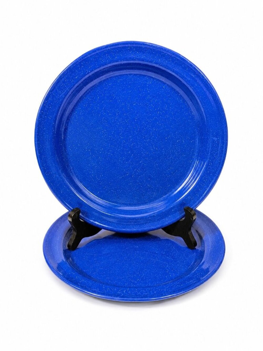 Enamel Plates Set 2 Blue Spatter Graniteware Camping Replacement Vintage Farmhou